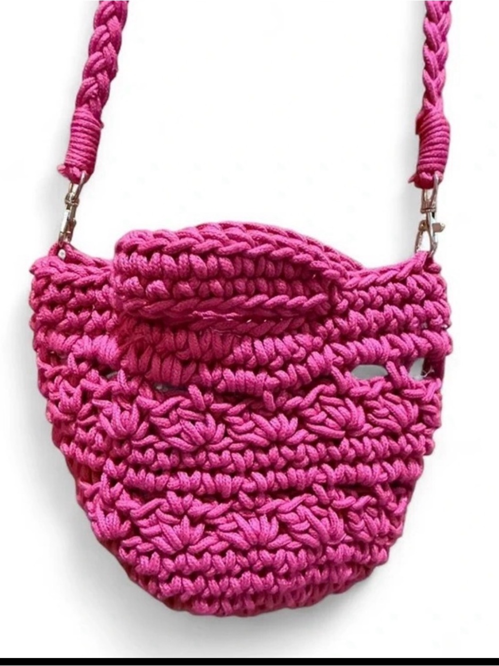 Pink Crochet Crossbody Bag - Women - Picture 2 of 3